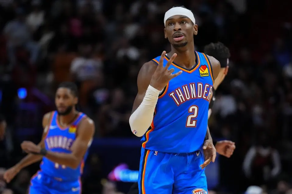 JANUARY 10: Shai Gilgeous-Alexander #2 of the Oklahoma City Thunder celebrates ... [+]Getty Images